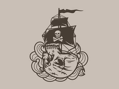 Shirt / Skullship design graphic design illustration pirate ship shirt shirt design skull skull art tee design tee shirt