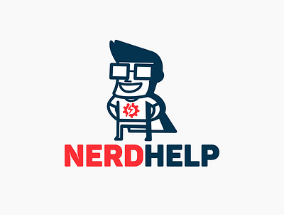 Logo Design for Nerd Help branding cartoon design flat graphic design logo logo design branding vector