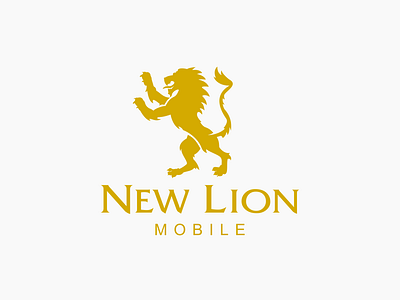 Logo Design for New Lion Mobile branding design gold graphic design lion logo logo design branding regal vector