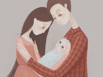 Family, mother, father and their child artist baby beautiful book illustration character design child family father female girl graphic hand illustration kids illustration love male man mother parents procreate