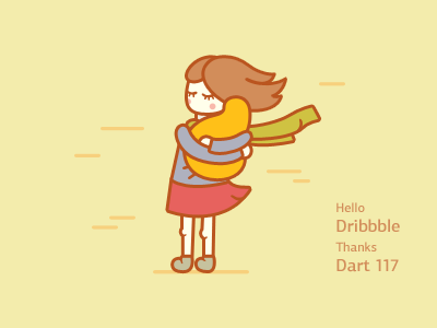Hello Dribbble dart117 debut dribbble girl hello hug wind