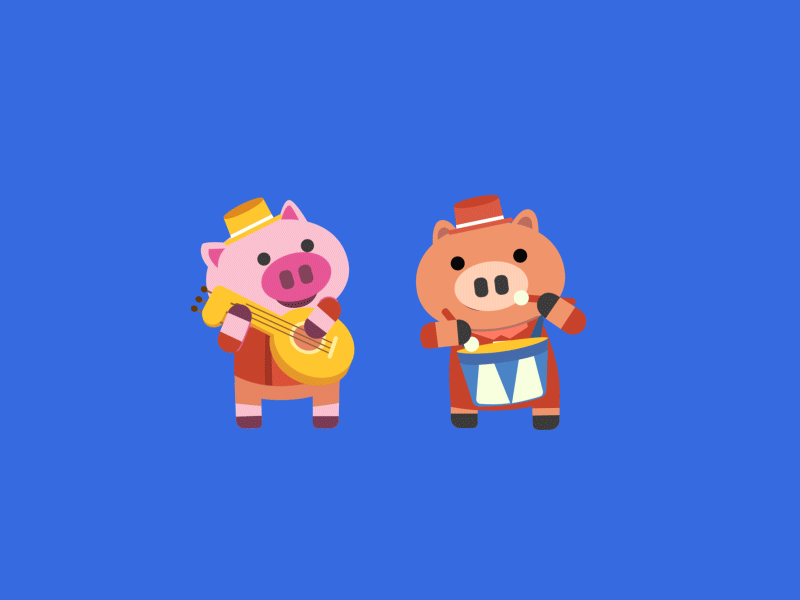 happy pigs 2d animation gif illustartion vector