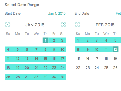 Custom Date Range Picker date date range green picker range
