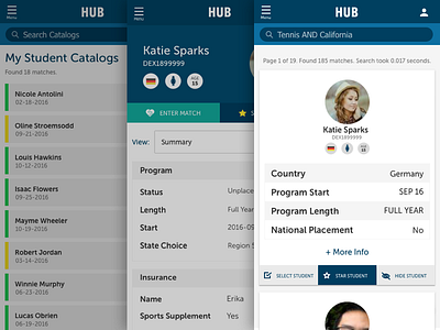 Hub Mobile hub matching mobile responsive student website