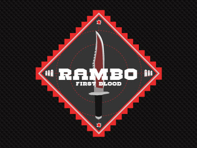 Rambo badges black bullet hole bullets knife movie badges rambo red