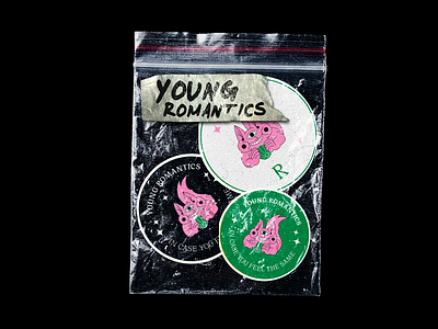Young Romantics Stickers album art album design art direction brand identity brand identity development branding illustration mockups stickers typography