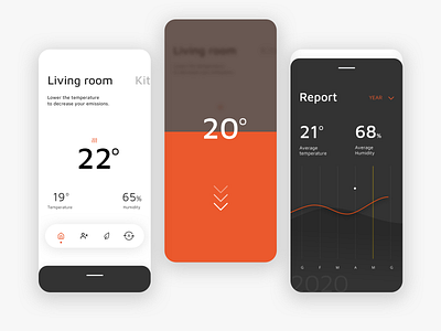 Smart thermostat App app art direction chart concept consumption data data visulization home humidity minimal nest report smart smarthome temperature thermostat ui ux