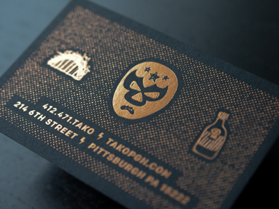 Tako Business card - back ace bindery foil stamp tako