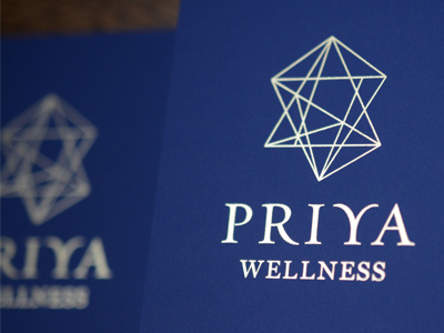 Priya Wellness identity ace bindery foil stamp