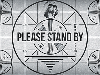 Stand By frantic illustrator monkey photoshop please stand by retro type typography