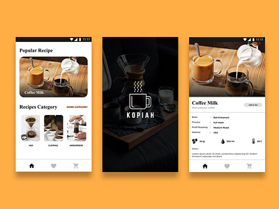 KOPIAH - Coffee recipes app android app coffee design ui ux
