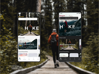 Hike Trail mobile app with alternate design hiking iphone x mobile app mobile design mobile ui travel ui
