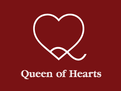 queen of hearts mark minimal monogram q queen of hearts logo simple type typography