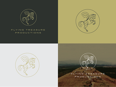 Flying Treasure Productions Logo flying gold horse identity idlewild logo pegasus production treasure