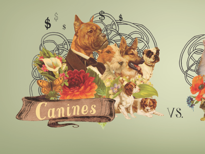 Canines vs. Felines collage print