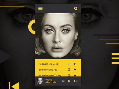 Music Player Concept adele design google interface music play sound ui user ux yellow youtube