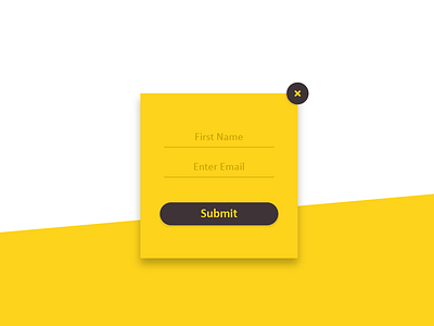 Submit Name and Email UI black button design flat interface minimal shadow simple submit user yellow