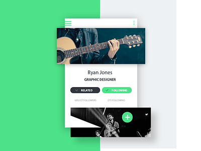 Designer and Guitar Player Profile designer follow followers interface music profile