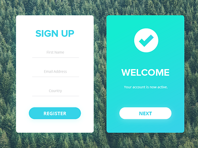 Sign Up & Welcome Interface blue gradient green interface process register sign ui up ux web welcome