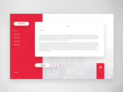 Email Interface attach concept design email gmail google mail minimal red ui ux