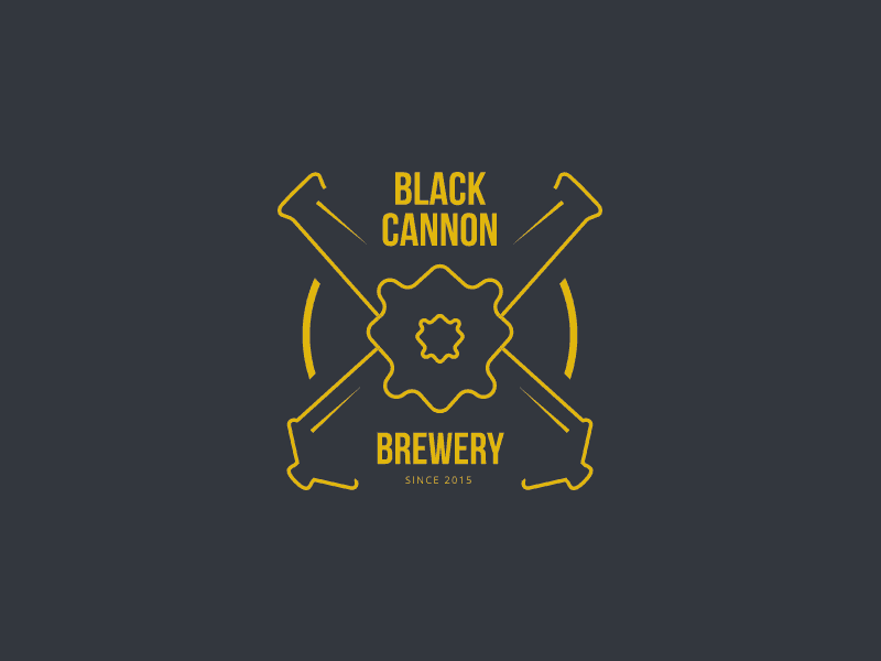 Black Cannon Logo beer black branding brewery cannon concept line logo modern yellow