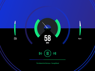 Car & Music Speedometer UI car flat gradient icon interface music player ui uk