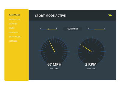 Material Car Interface car dashboard horse power interface music range rover settings sport ui whether
