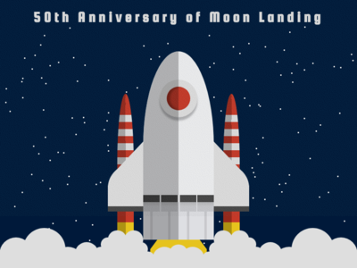 50th Anniversary of Moon Landing anniversary css illustration moon moon landing rocket space tribute