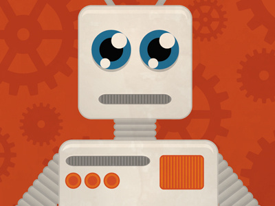 "Hug me, I'm a robot" postcard design