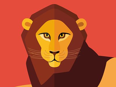 Animal cards: The Lion animal card cute flat illustration lion nature savannah