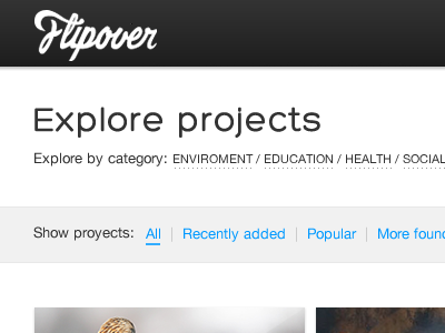 Explore projects page preview categories explore flipover header hero projects