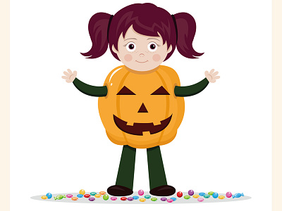 Halloween pumpkin girl candy character custom cute girl halloween illustration kid pumpkin
