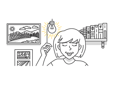 Illustration for topxel girl illustration light light bulb person topxel