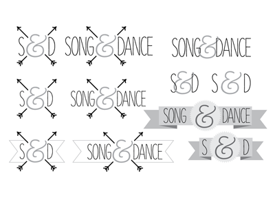 Song Dance Logo Upgrade ampersand arrows banner identity logo song and dance type