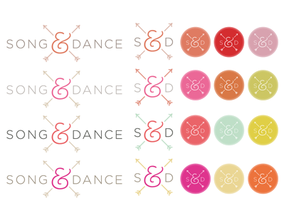 Song & Dance color palettes ampersand arrows caps circle color palette colors gotham identity logo sans serif song and dance