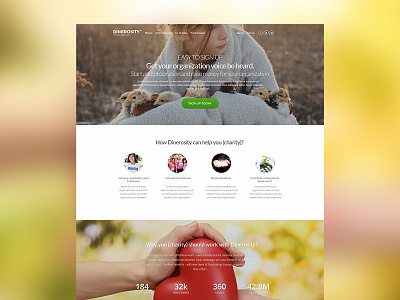 Charity: love to give charity clean design flat header homepage minimal product slideshow ui ux web