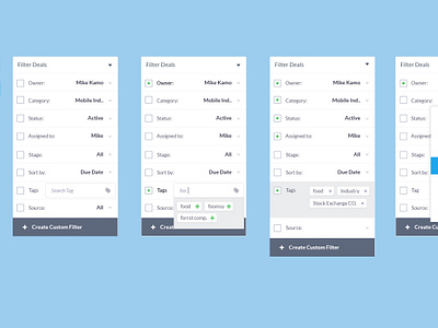 Dropdown filter Stride CRM by Ciprian Gavriliu on Dribbble