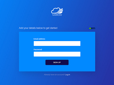 SaaS Sign Up - onboarding flow for Narrow.io