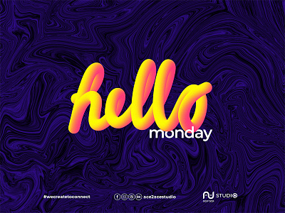 Hello Monday 3d 3d art ace2ace ace2ace studio grain graphic graphic design hello lettering liquid monday purple yellow