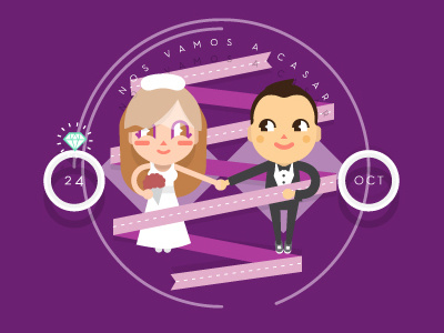 Elva & Sam Save the date 2d animation girl girly marriage married save the date