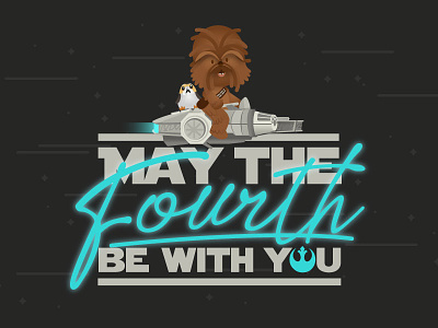 May the 4th be with you! chewie lightsaber porg porgs star wars