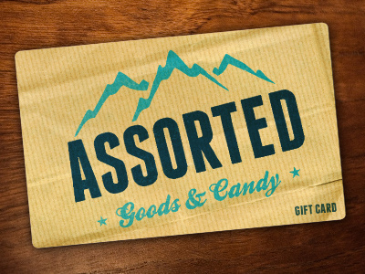 Assorted Goods Gift Card brown paper candy candy store colorado gift card local mountains
