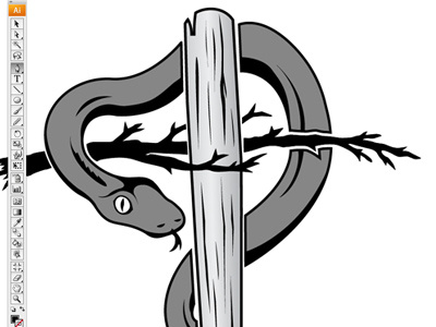 Tattoo Design - 2 bw hammer snake tattoo thorn wood