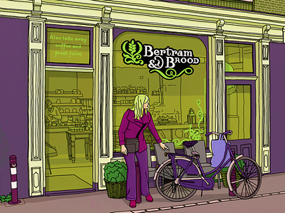 Amsterdam bakery amsterdam bakery bike illustration location drawing series shop