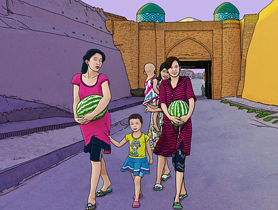 Khiva illustration lifestyle series silk road watercolor