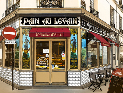 Boulangerie bakery illustration series shop vintage