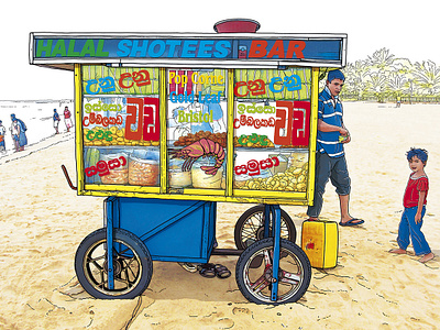 Street Stall In Negombo Beach documantaryillustration illustration watercolor
