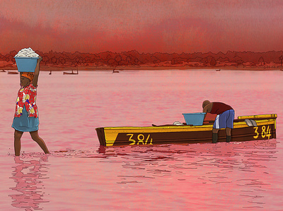 Pink Lake documentaryillustration illustration watercolor