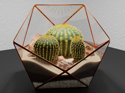 Cactus Terrarium 3d blender design digital dribbbleweeklywarmup garden graphic rendering terrarium virtual