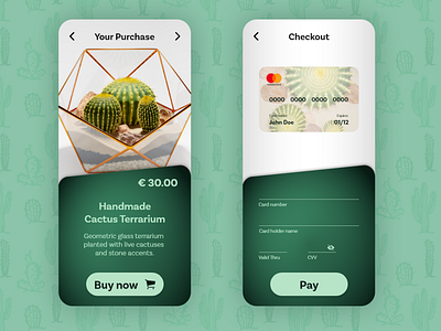 Daily UI - Checkout page app cactus checkout daily ui design graphic mobile mobile app mobile design mobile ui payment terrarium ui ux